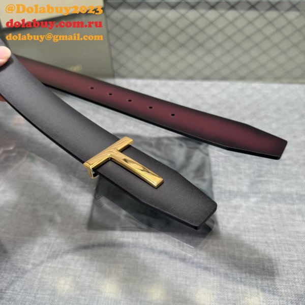 Tom Ford Smooth Calf Leather T-Buckle Belt 38MM