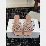 Top Loewe Petal Anagram Rhinestone Suede Heel Slide