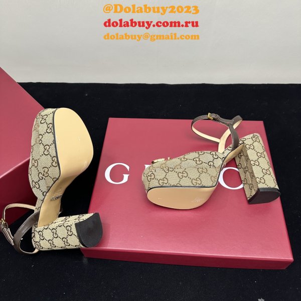 Women's Platform Pump With Double G Canvas