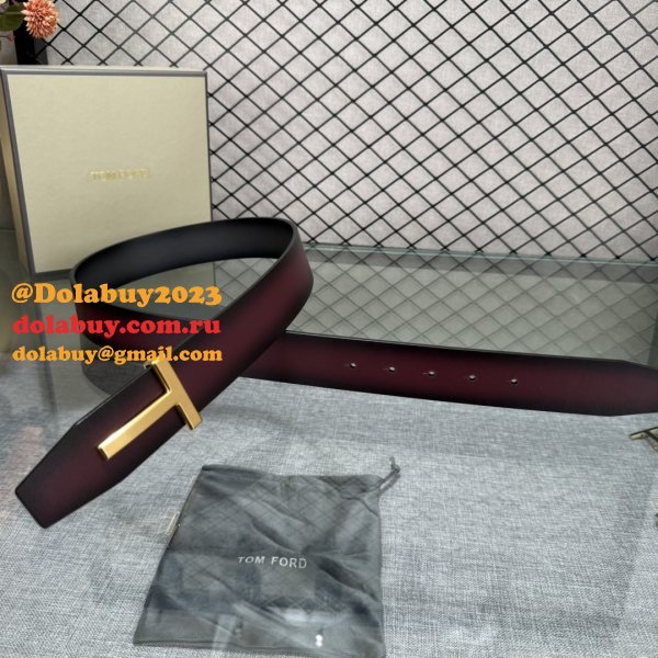 Tom Ford Smooth Calf Leather T-Buckle Belt 38MM