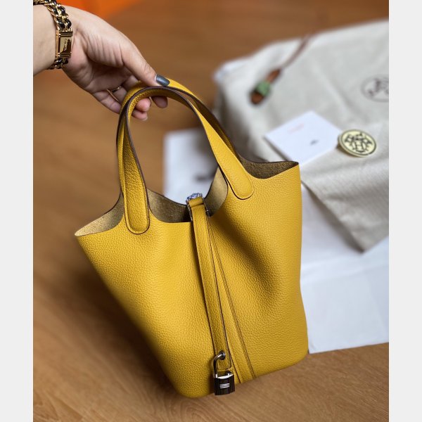 hermes Luxury picotin Yellow replica bags cheap bracelets