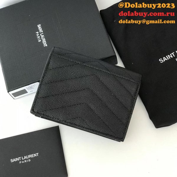 Fake YSL Saint Laurent Short MONOGRAM 459738 Black Wallet