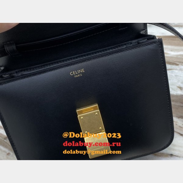 Replica Celine Teen Classic Leather Shoulder Black Bag