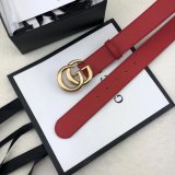 AAA+ Gucci Replica Leather Belt With Double G Red Buckle