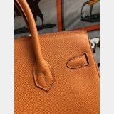 Hermes Birkin Epsom leather Handbags Orange Silver