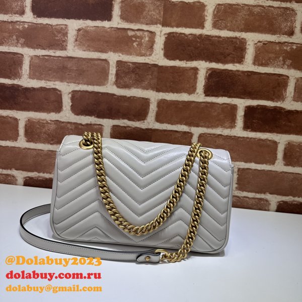 Top Gucci Grey Matelassé GG Marmont Small Shoulder 443497 Knockoff Bag