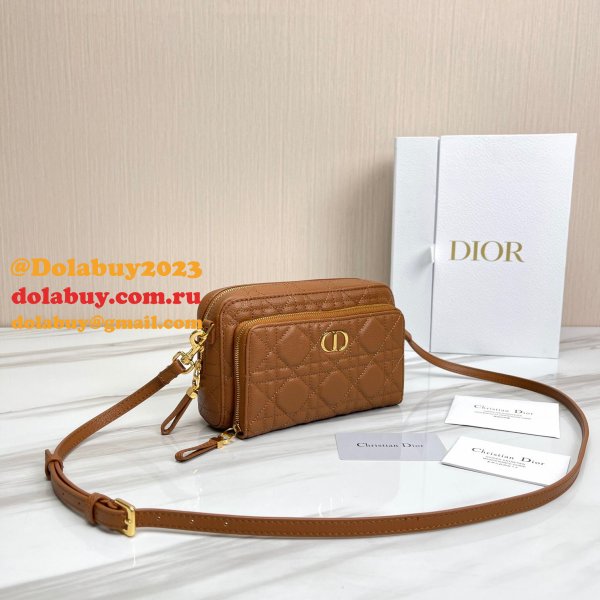 High Quality Dior Caro Bag Brown Supple Cannage Calfskin