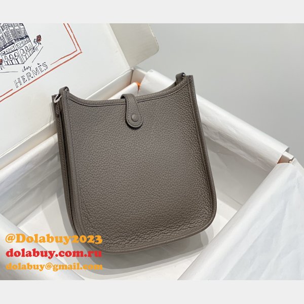 Hermes Mini Evelyne Handbags Replica Pewter Grey