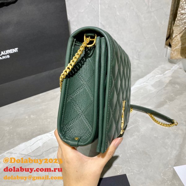 Replicas Saint Laurent Becky Large chain bag in quilted lambskin