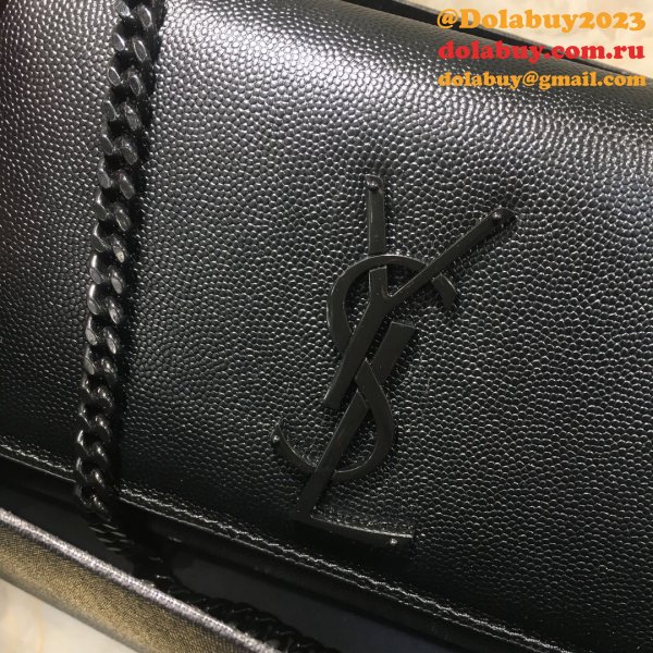 YSL Replica Crossbody Bags Leather & Chain 20cm Black