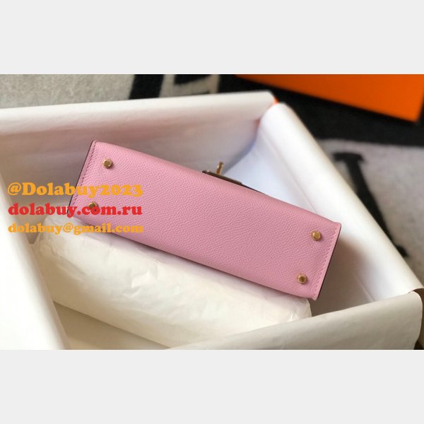 Hermes Outlet 1:1 Replica Mini Kelly Pink Handbags