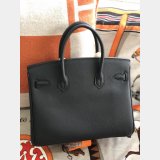 Hermes Birkin Epsom leather Handbags Black Silver