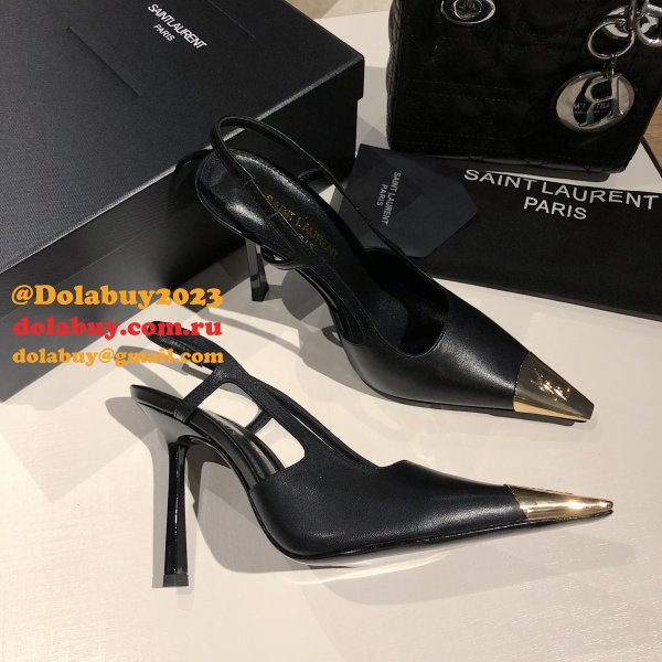 Luxury Saint Laurent Slingback Pumps In Patent Leather