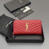CASSANDRE MATELASSE ZIP AROUND WALLET IN GRAIN LEATHER