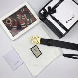 7 Star Gucci 37mm Replica Interlocking G-Buckle Leather black Belt