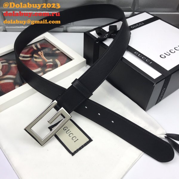 Luxury Gucci 35mm Buckle Black leather belt replica