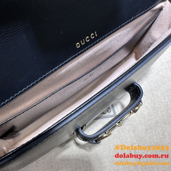 High Quality 752002 Horsebit Black 1955 Replica Gucci Designer Bag