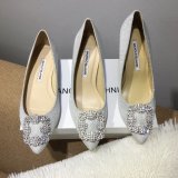 Best Manolo Blahnik HANGISI GLITTER Fabric Jewel Buckle Pumps