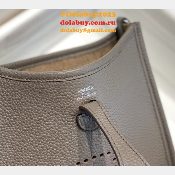Hermes Mini Evelyne Handbags Replica Pewter Grey