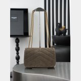 YSL LOULOU MATELASSE suede handbag in green