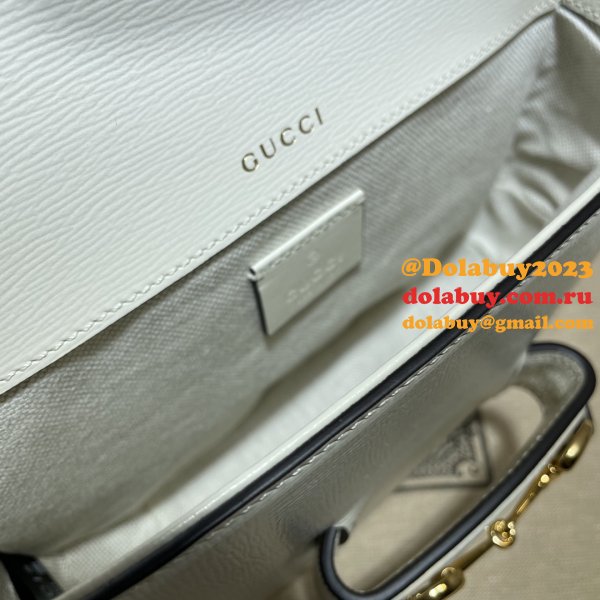 White Replica Gucci Horsebit 1955 mini 658574 bag