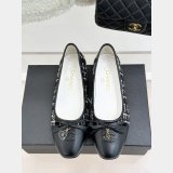 Wholesale CC Ballet Tweed Leather Flats