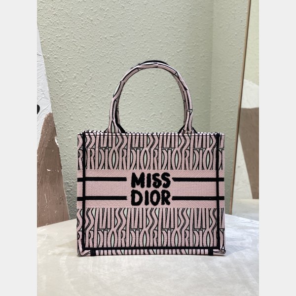 Luxury Miss Dior Allover 1:1 Mirror Book Tote pink