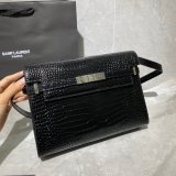 Luxury Saint Laurent Nano Manhattan Calfskin Silver Bag