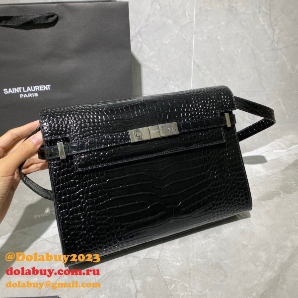 Luxury Saint Laurent Nano Manhattan Calfskin Silver Bag