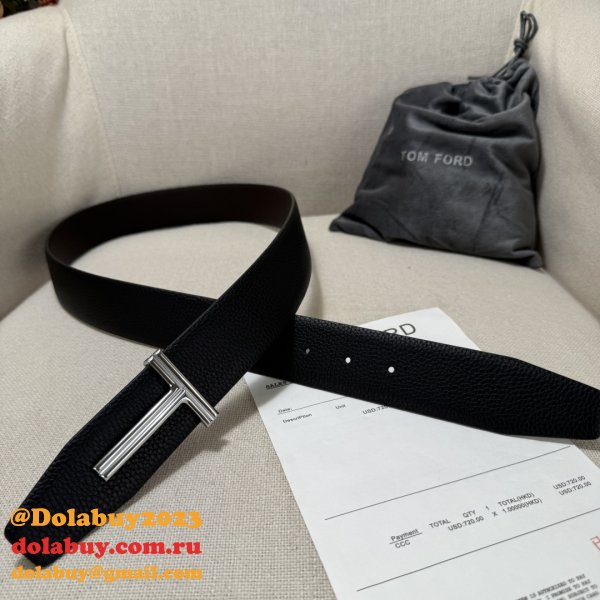 TOM FORD Leather Reversible T Belt 38mm