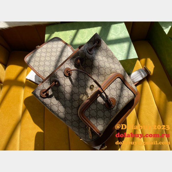 The Best Gucci Backpack Interlocking G in GG Supreme Replica Bag Online Store