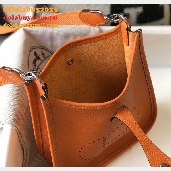 Hermes Bags Replica Mini Evelyne Orange