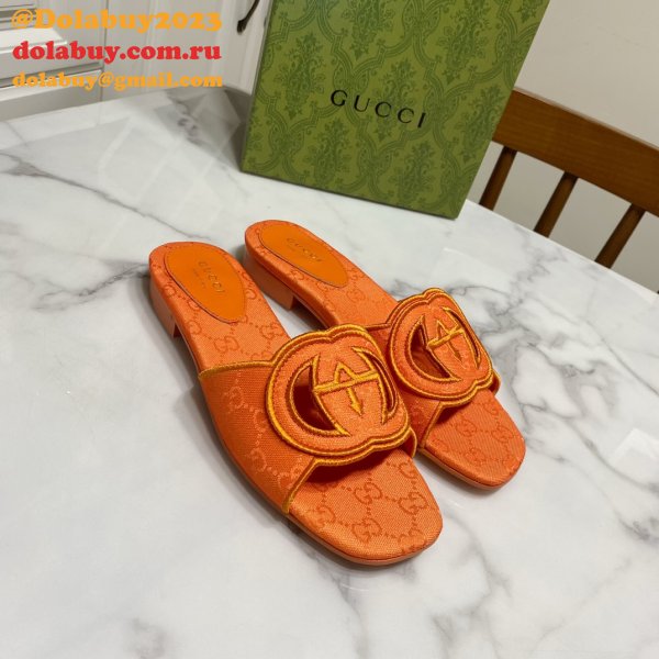 Top Quality GUCCI INTERLOCKING G CUT-OUT SANDAL FLAT