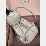 MIU MIU Crackle-finish cowhide Leather backpack Medium 5BZ043