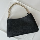 Gucci Designer Copy GG Emblem Small Shoulder Chain 815263 Black Bag