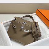 Replica Hermes Mini Kelly Epsom leather Elephant Gray Bags