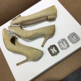 Best Manolo Blahnik HANGISI GLITTER Fabric Jewel Buckle Pumps