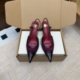 RENEE slingback pumps in satin crepe and patent leather