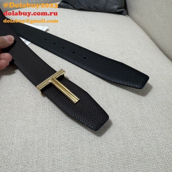 TOM FORD Leather Reversible T Belt 38mm