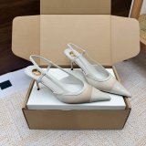 RENEE slingback pumps in satin crepe and patent leather