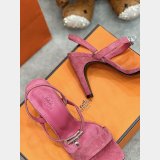 Replicas Suede Hermes Fashion Sandals Heel 9.5cm Shoes