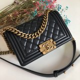 High Quality CC Le Boy Replica Best Black Bags lambksin 20cm