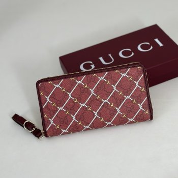 Gucci Printed GG Zip Around Wallet 854234 Red