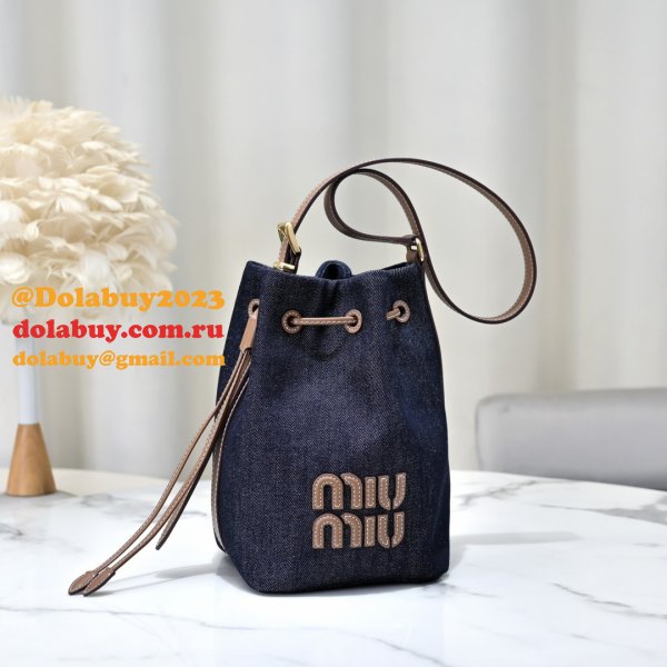 7 Star MiuMIU New Canvas Bucket 5BE089 Bag