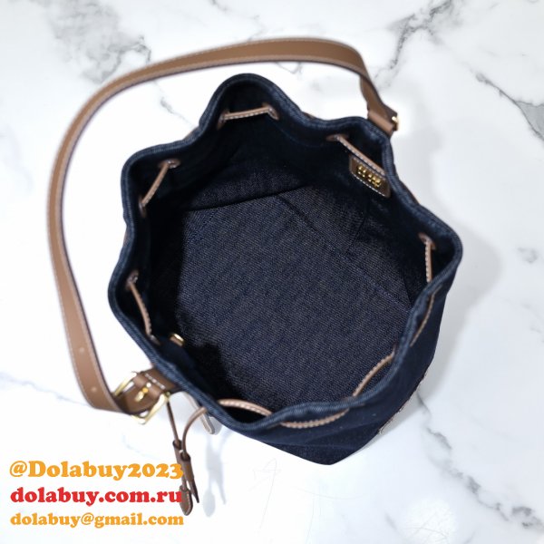 7 Star MiuMIU New Canvas Bucket 5BE089 Bag
