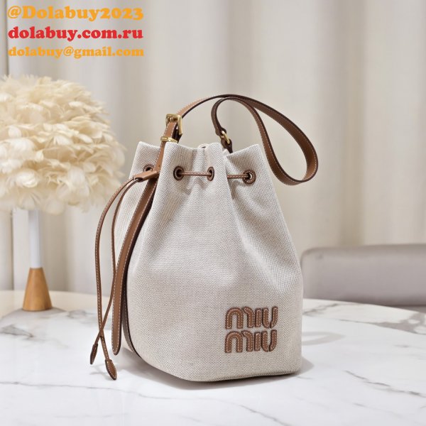 7 Star MiuMIU New Canvas Bucket 5BE089 Bag
