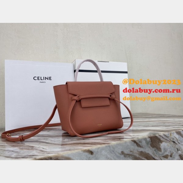 Replica Celine Ladies Yellow Nano Belt Bag In Laminated Calfskin