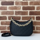 Gucci 815409 Black GG Emblem Small Shoulder Chain Knockoff Bag