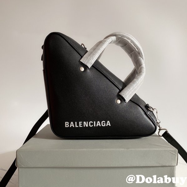 Luxury Balenciaga shoulder Triangle Black bag