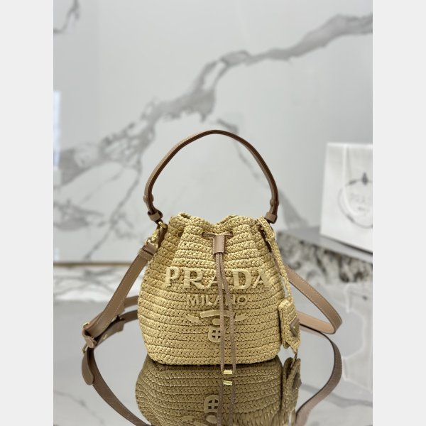 Top Quality Prada Woven drawstring bucket bag 1BE068